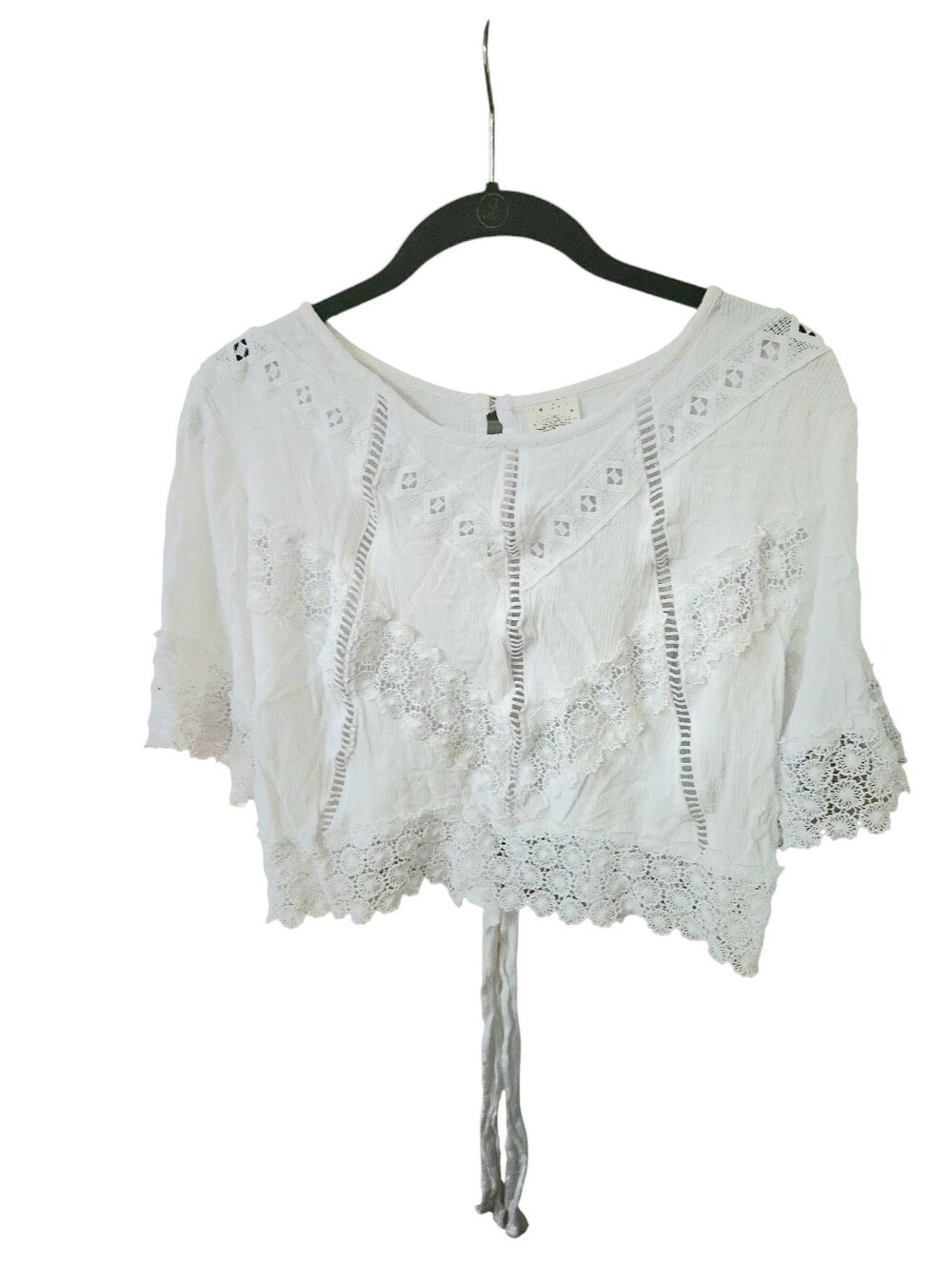 Self Esteem 100% Rayon Embroidered Lace Crop Top Women XL
